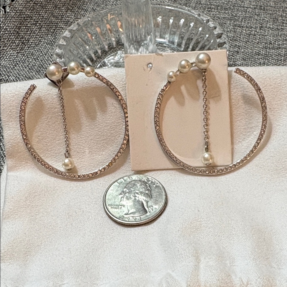 Designer Pearl and Silver Hoop Earrings MAKE ME AN OFFER!
